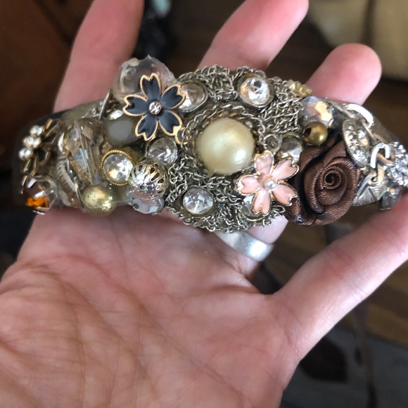 OOAK Upcycled Collage Altered Art Nouveau Wedding Fairy Brunette TieOn Headband main image 9